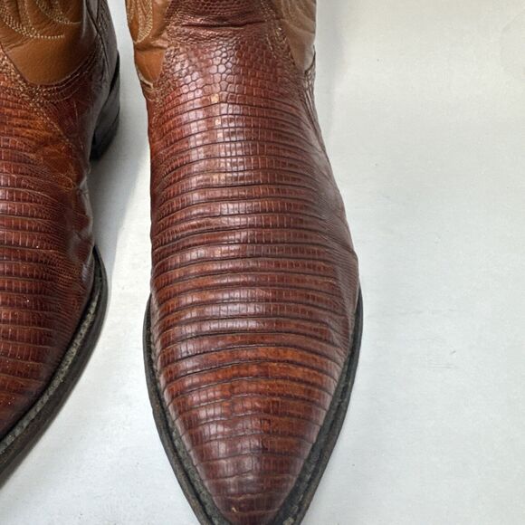 NOCONA Exotic LIZARD Leather COWBOY BOOTS Brown Men Size 9.5 - Picture 3 of 12